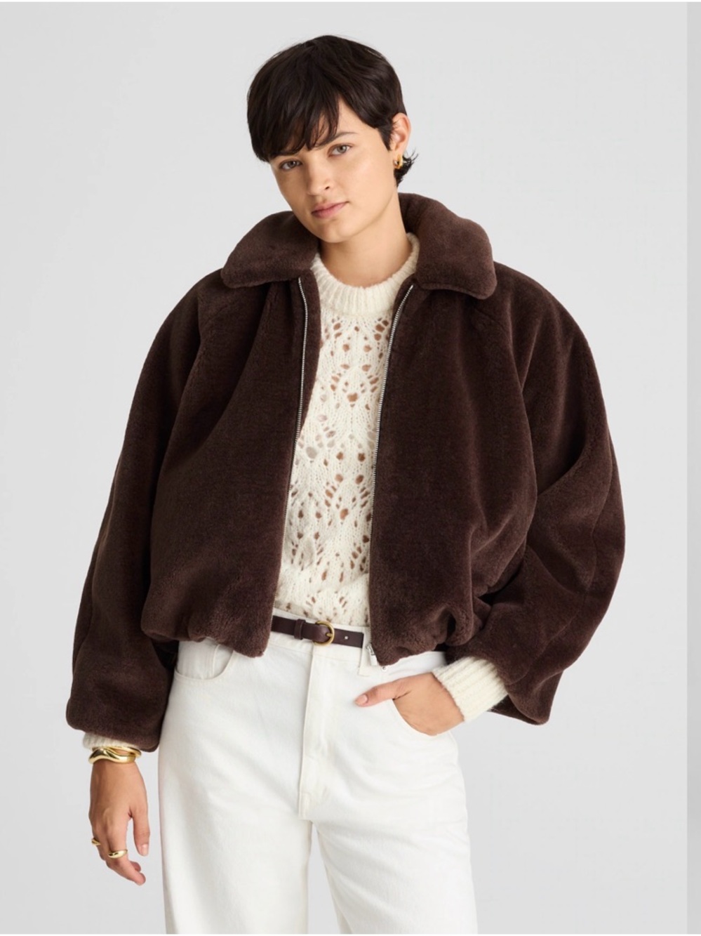 MADEWELL LARGE FAUX FUR BOMBER JACKET‎ NY423